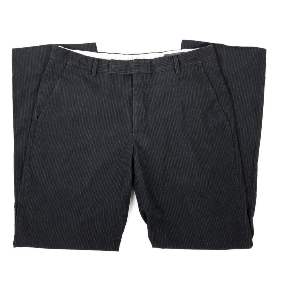 John Varvatos Black Pin Stripe Cotton Dress Pants